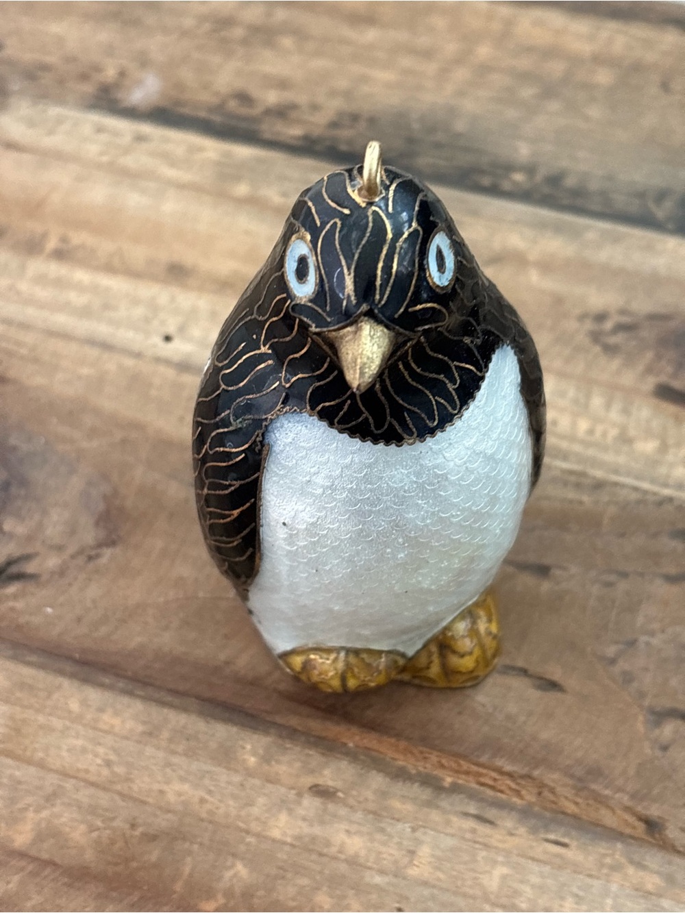 Enamel Penguin Ornament in Black, White & Gold